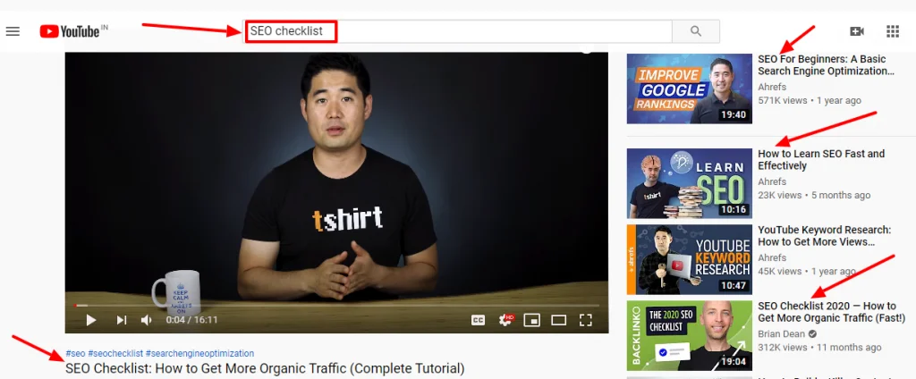 Seo checklist youtube